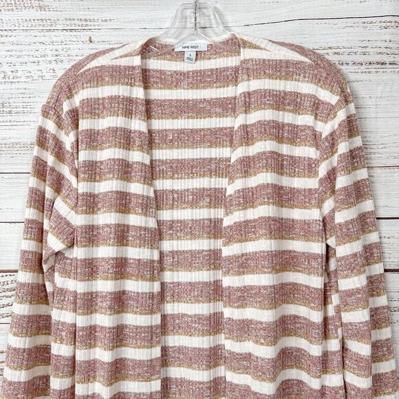NEW Nine West Women’s Marled Striped Rib Knit Duster Cardigan Sweater Small - Picture 9 of 12